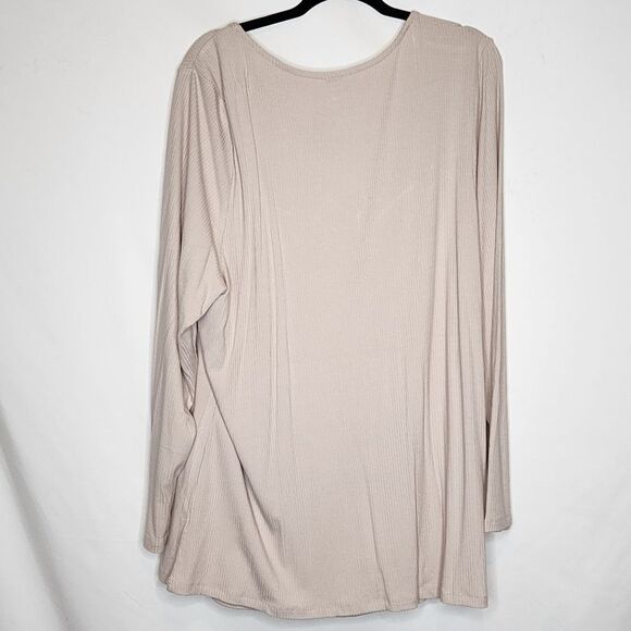 6X 30W Torrid Rib Sweetheart Tie Front Top Max Stretch Chateau Gray Top Long Sle - Picture 6 of 6